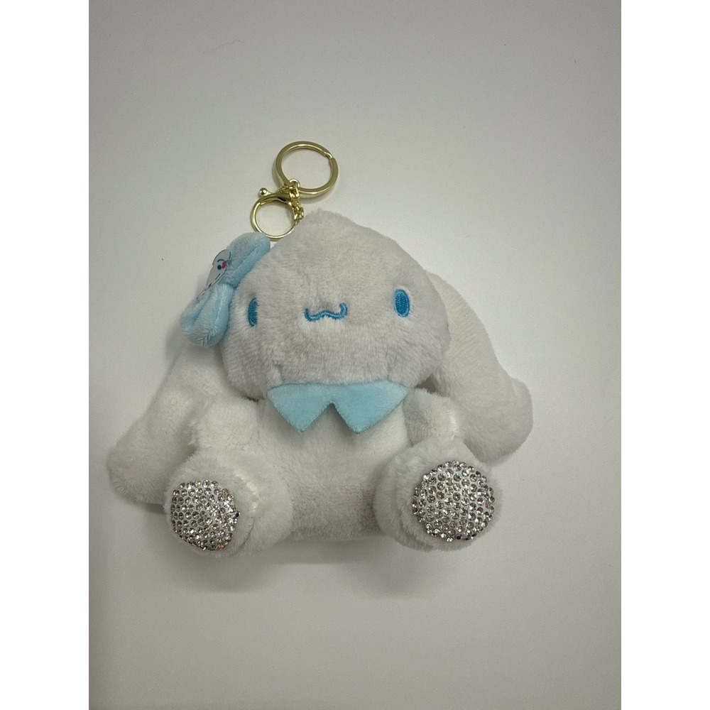 Sanrio Cinnamoroll Plush Keychain White Blue Bow Rhinestone Feet Bag Charm